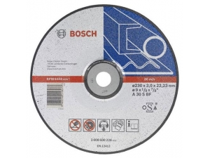 Диск абразивный отрезной по металлу BOSCH 230х22х3,0 мм - 1шт. изогнутый