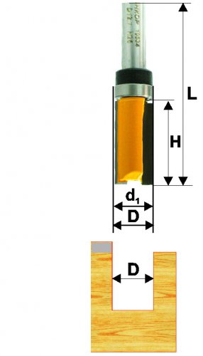 Фреза Энкор кромочная прямая (6.35х19 мм; хвостовик 8 мм) по дереву 10533