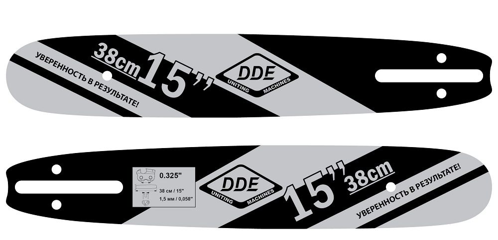 Шина DDE для бензопилы 15/ 38см-325-1.5-64z (для цепи 21LP) (Hus 55,254,257,350,359,357,455,460)