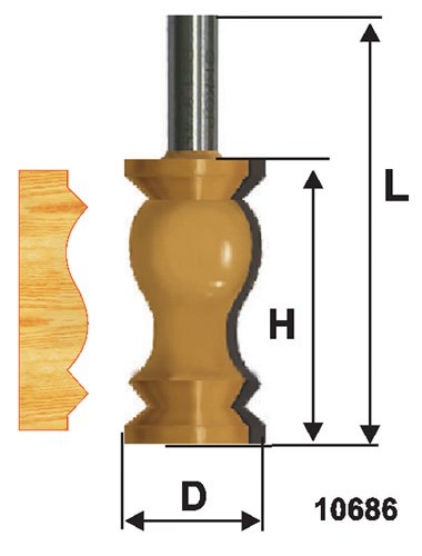 Фреза Энкор кромочная фигурная (32х57 мм; хвостовик 12 мм) по дереву 10686