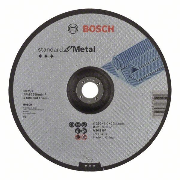 Диск абразивный BOSCH по металлу отрезной 230 х 22 х 3,0 мм Standard изогнутый