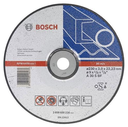 Диск абразивный отрезной по металлу BOSCH 230х22х3,0 мм - 1шт. изогнутый