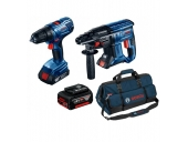 Аккумуляторный перфоратор BOSCH SDS-plus GBH 180-LI + GSR 180-LI (набор инструментов)