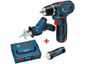 Аккумуляторная дрель-шуруповерт BOSCH GSR 10,8-2-Li +GSA+GLI 10.8Li Акционный набор, 2акк.2.0 Ah, оснастка для GSA, L-Boxx