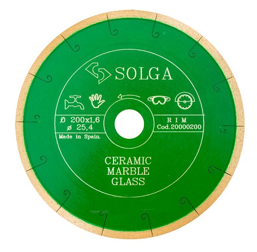 Диск алмазный SOLGA DIAMANT CERAMICS, MARBLE сплошной (керамика, мрамор) 200мм/25,4