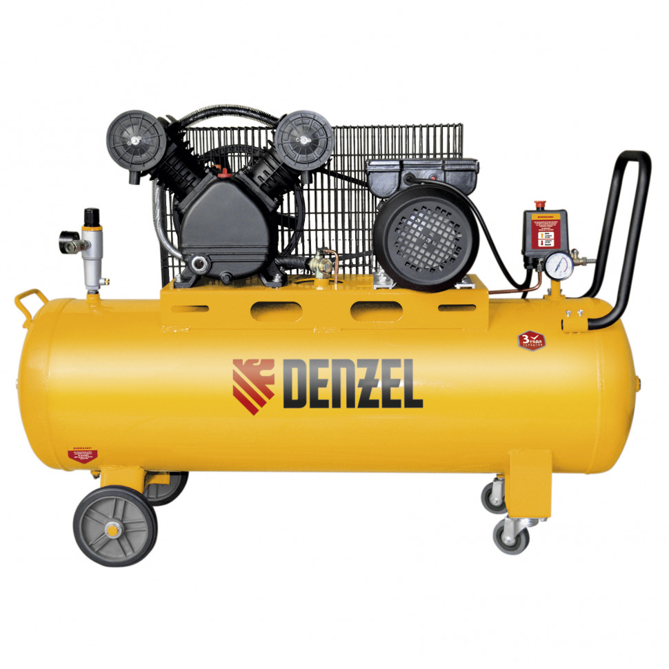 Компрессор DENZEL DRV2200/100, масляный ременный, 10 бар, 440 л/м, мощность 2,2 кВт