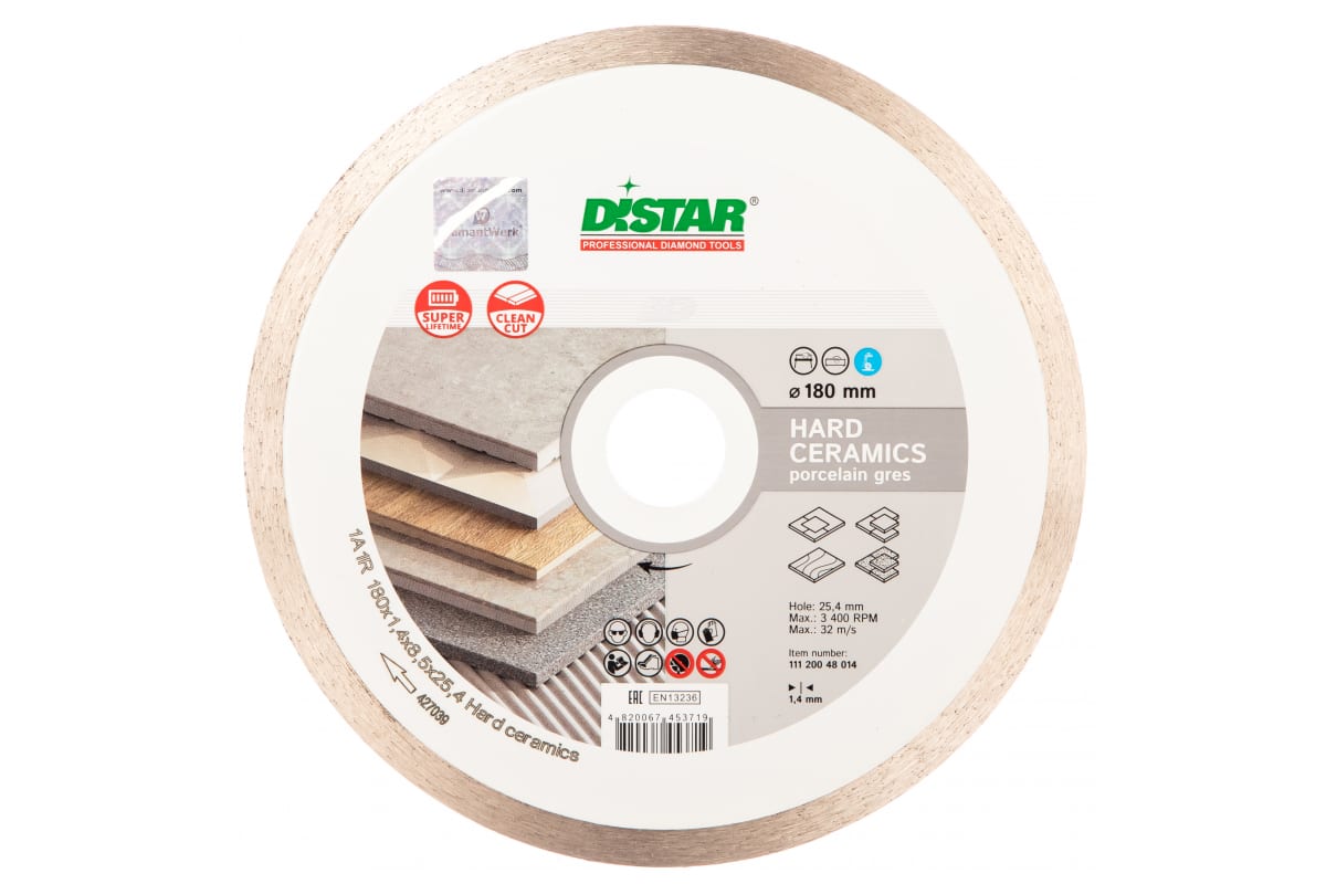 Диск алмазный DISTAR 1A1R 180*1.4*8.5*25.4 Hard ceramics DI-STAR